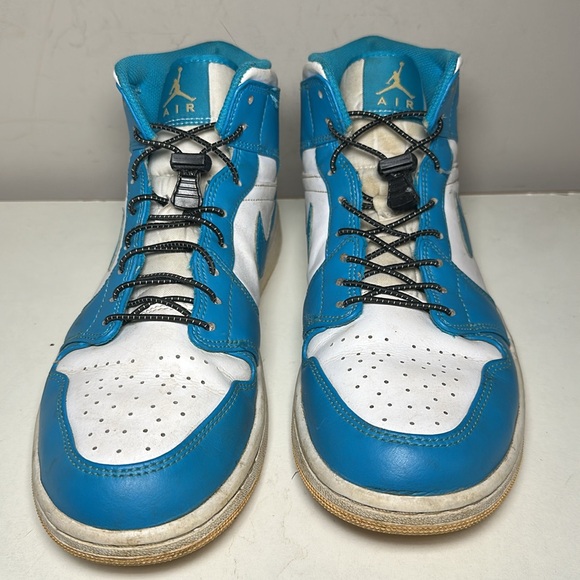 Air Jordan 1 Mid GS Aqua tone Blue and White Sneakers - Picture 4 of 7